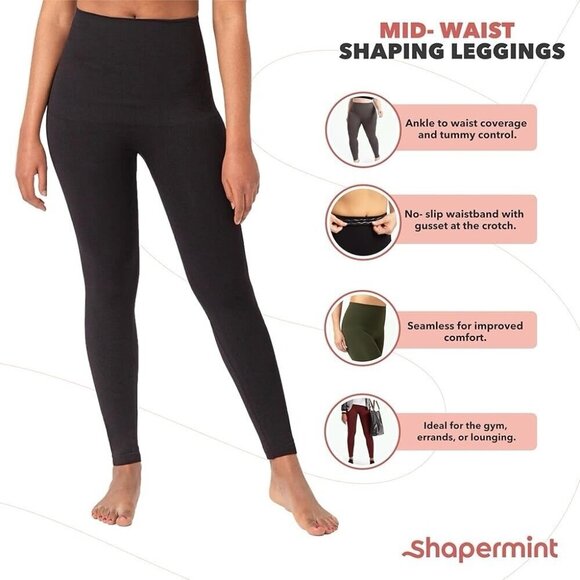Shapermint Empetua Seamless Comfort Mid Waist Shaping Legging Large Black 41005 - Picture 5 of 6